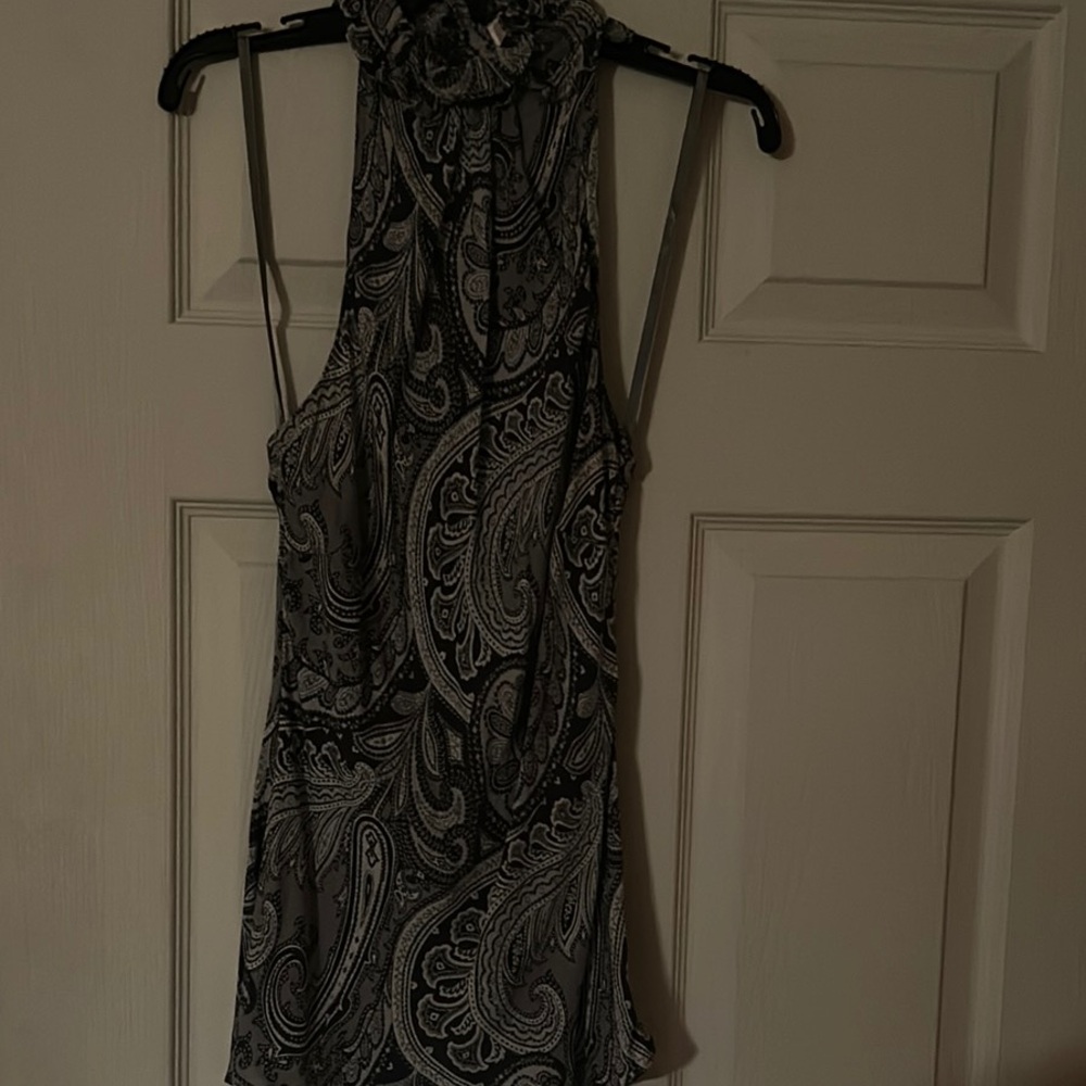 Black and Gray Paisley Halter Top